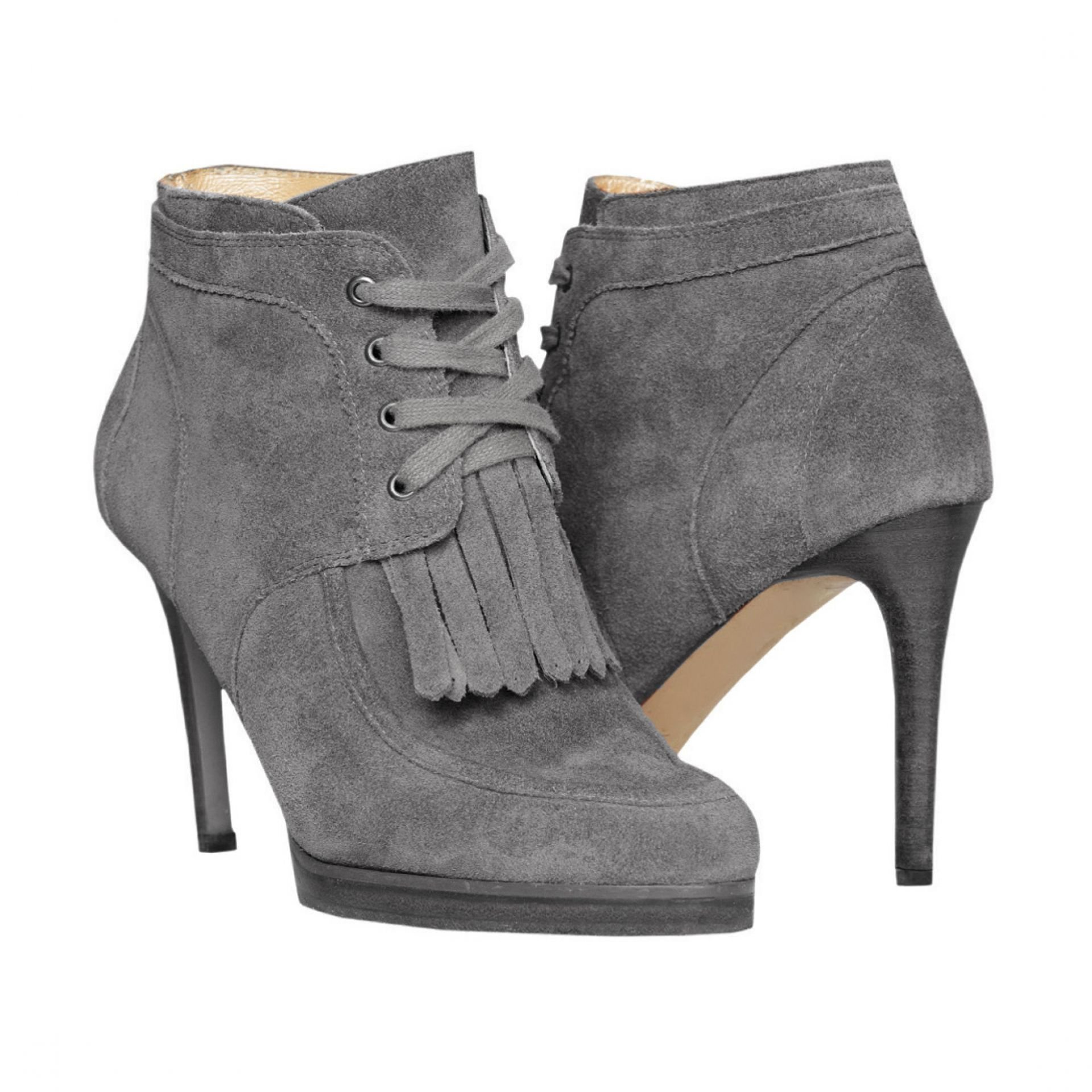 Leather high heeled ankle boots